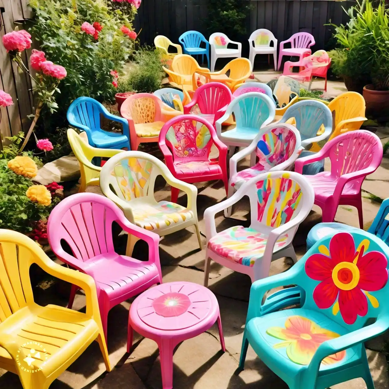 Colorful plastic outdoor chairs